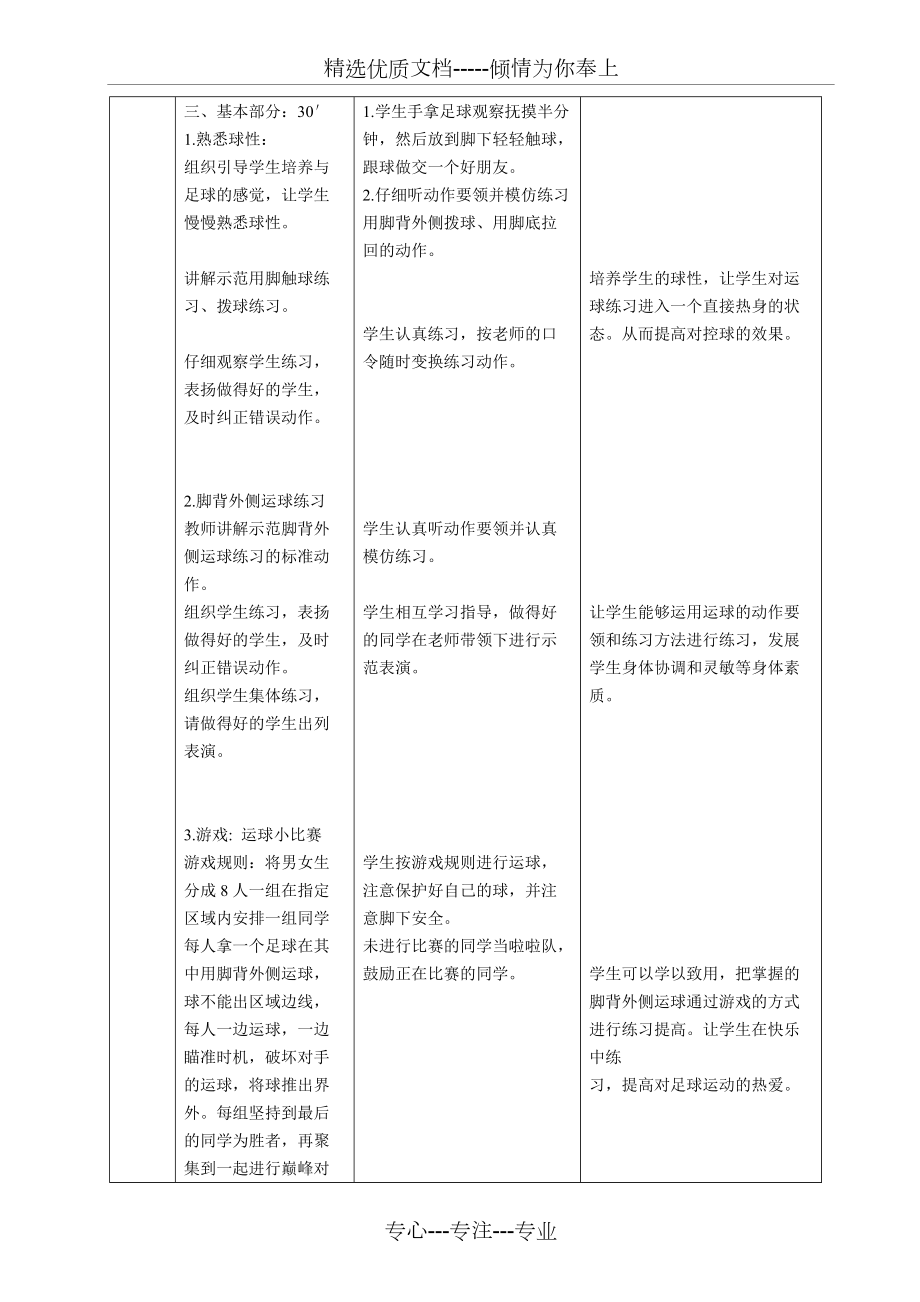 中學足球運球練習教學設計(教案)_第3頁
