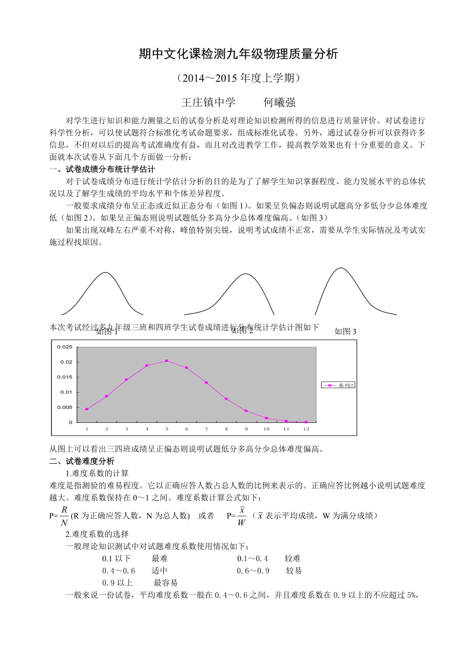 2014-2015期中文化課檢測九年級物理質(zhì)量分析_第1頁