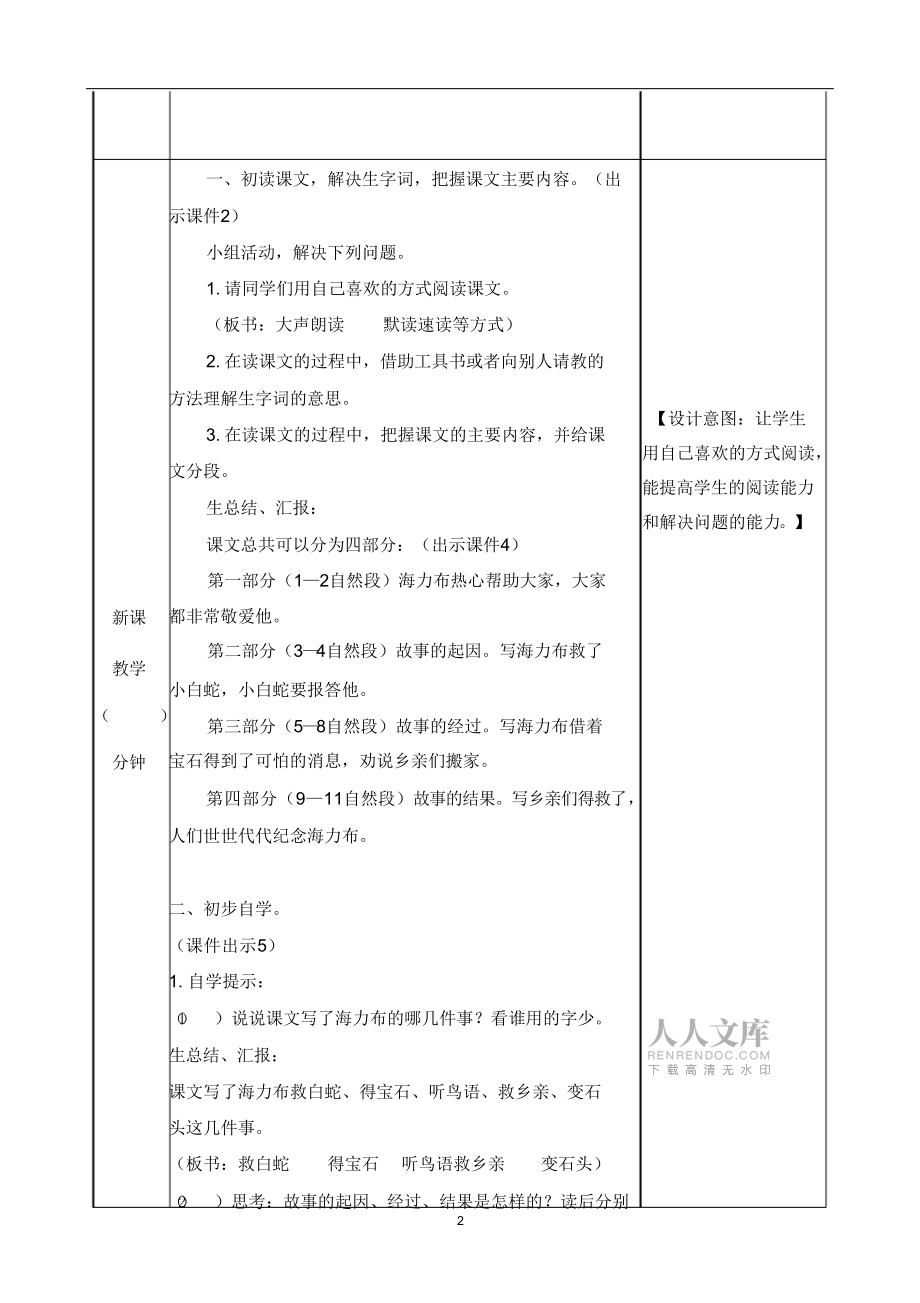 2021部编版第九课猎人海力布教学设计表格式_第2页
