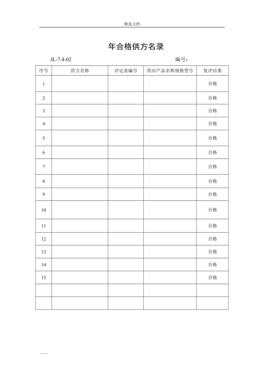 供方评定记录表_第1页