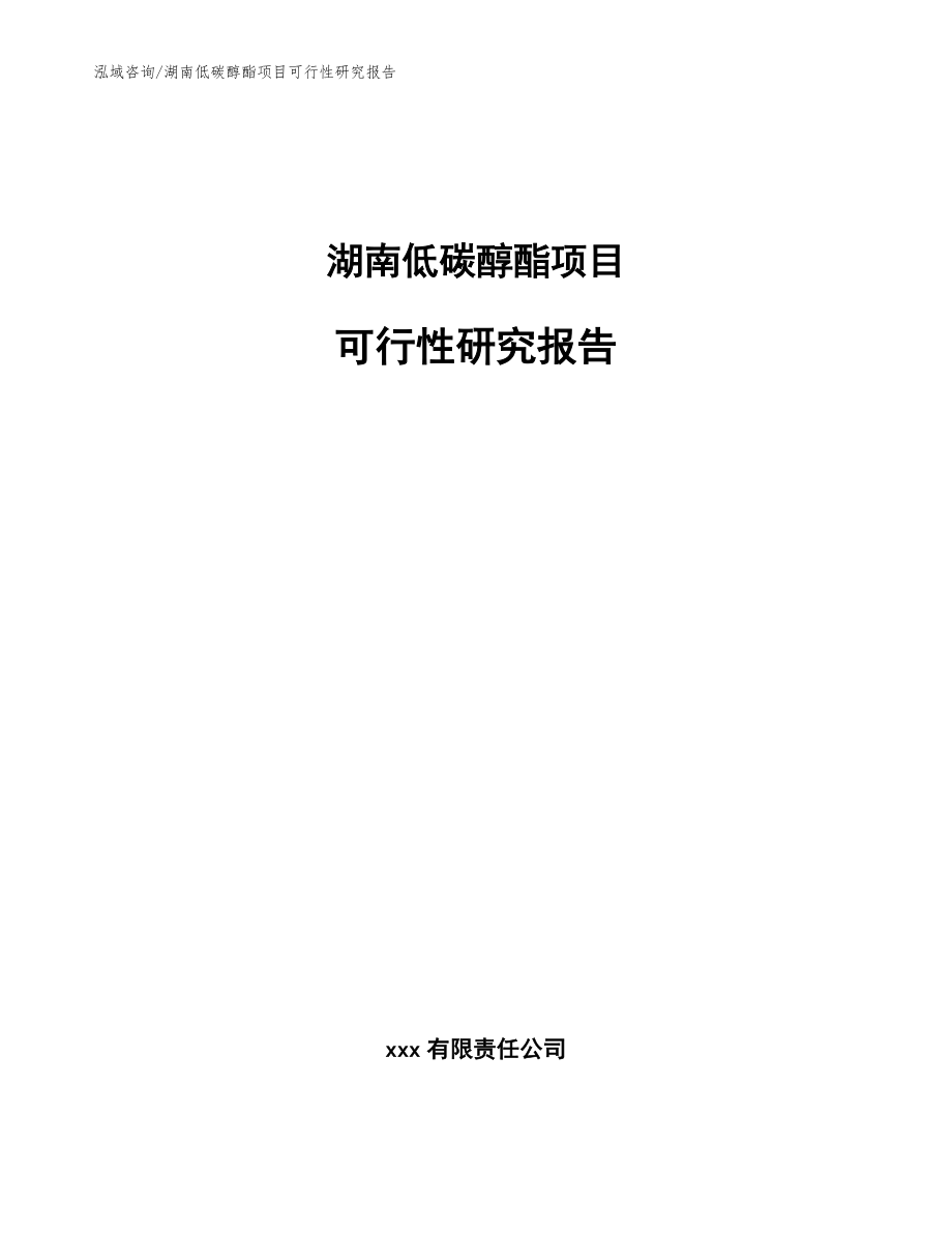 湖南低碳醇酯项目可行性研究报告(模板范文)_第1页