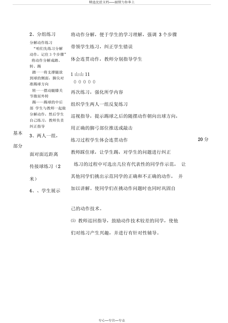 小足球脚内侧传球教学设计_第4页
