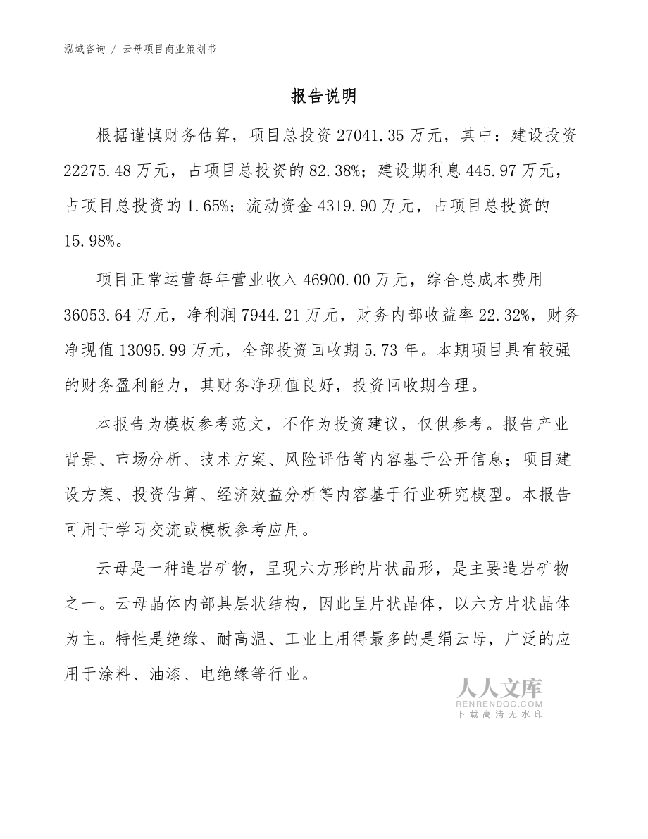 云母项目商业策划书_模板范文_第2页