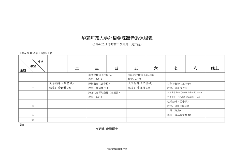 華東師范大學(xué)外語學(xué)院英語系課程表_第5頁