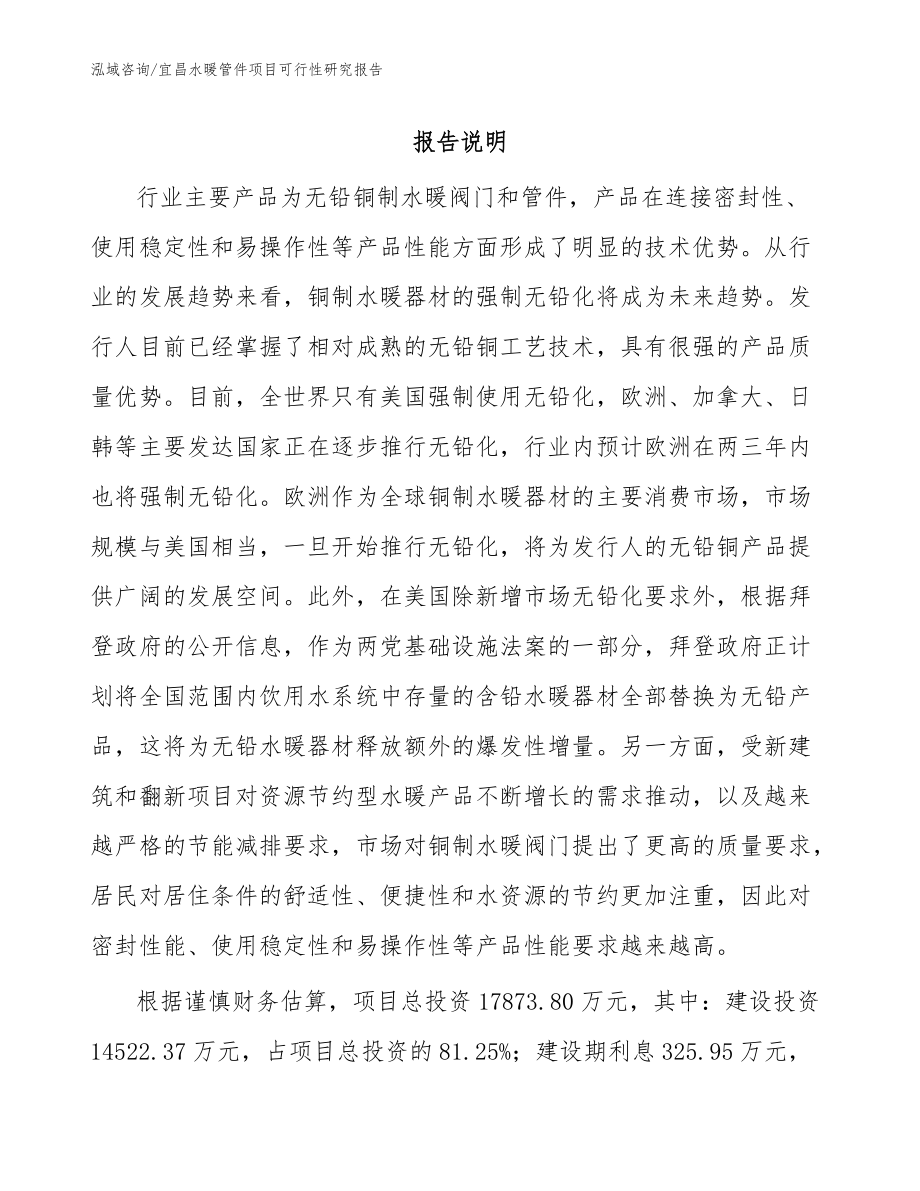 宜昌水暖管件项目可行性研究报告(范文参考)_第1页