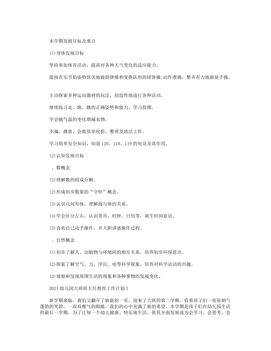 幼儿园大班班主任教育工作计划_第3页