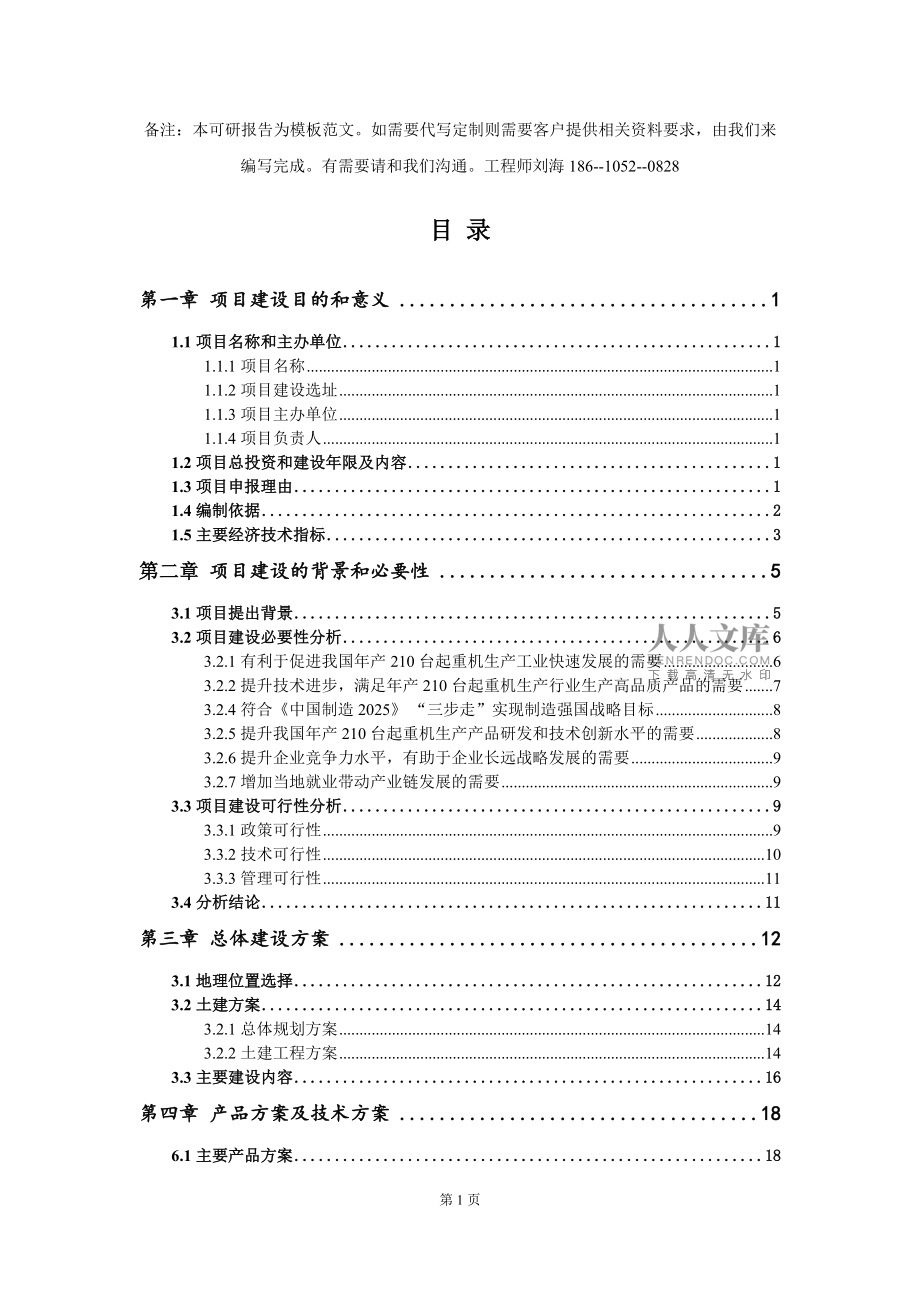 年产210台起重机生产项目建议书写作模板拿地立项备案_第2页