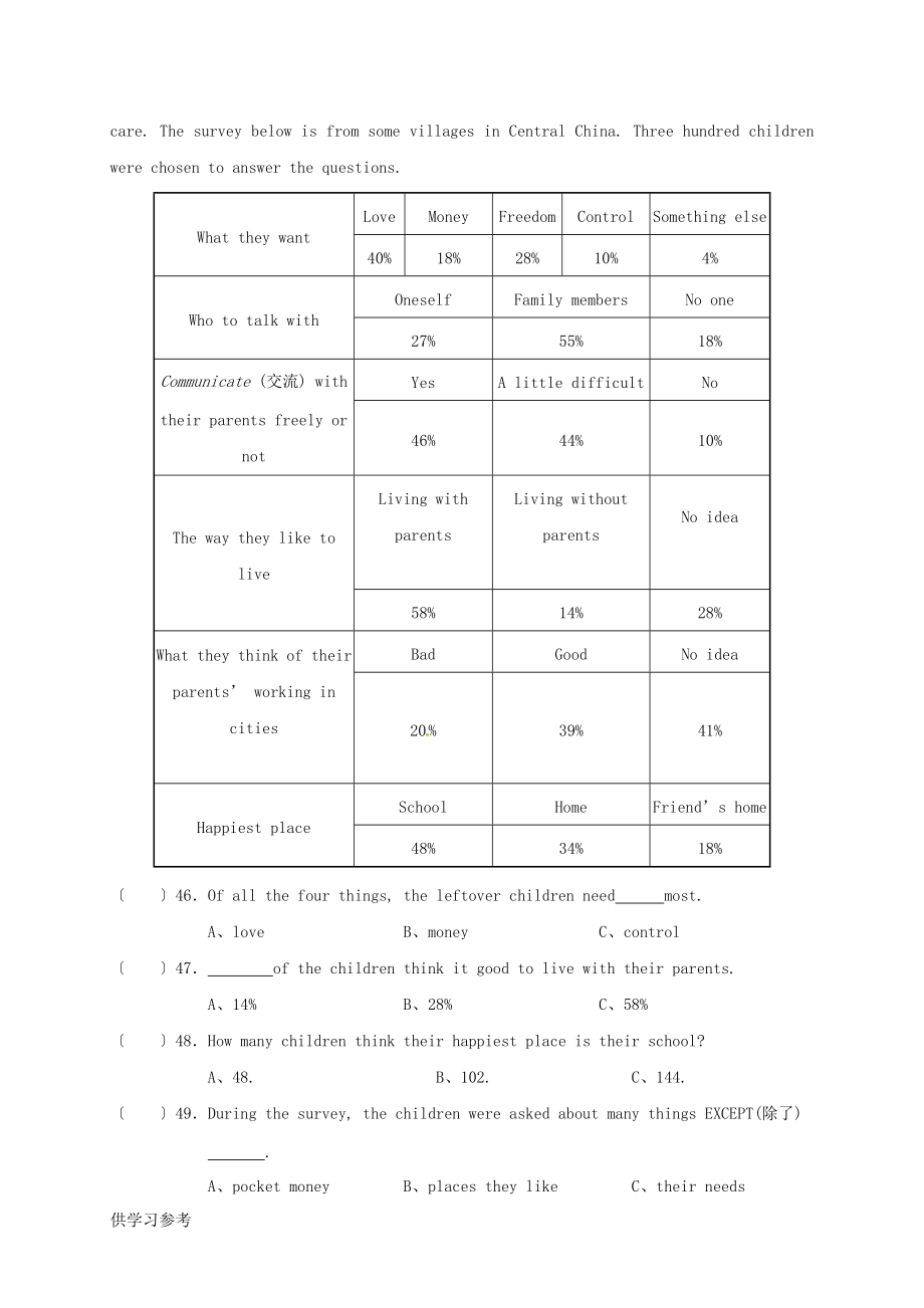 八年級(jí)英語(yǔ)上學(xué)期學(xué)業(yè)水平測(cè)試試題(一)-人教新目標(biāo)版_第5頁(yè)