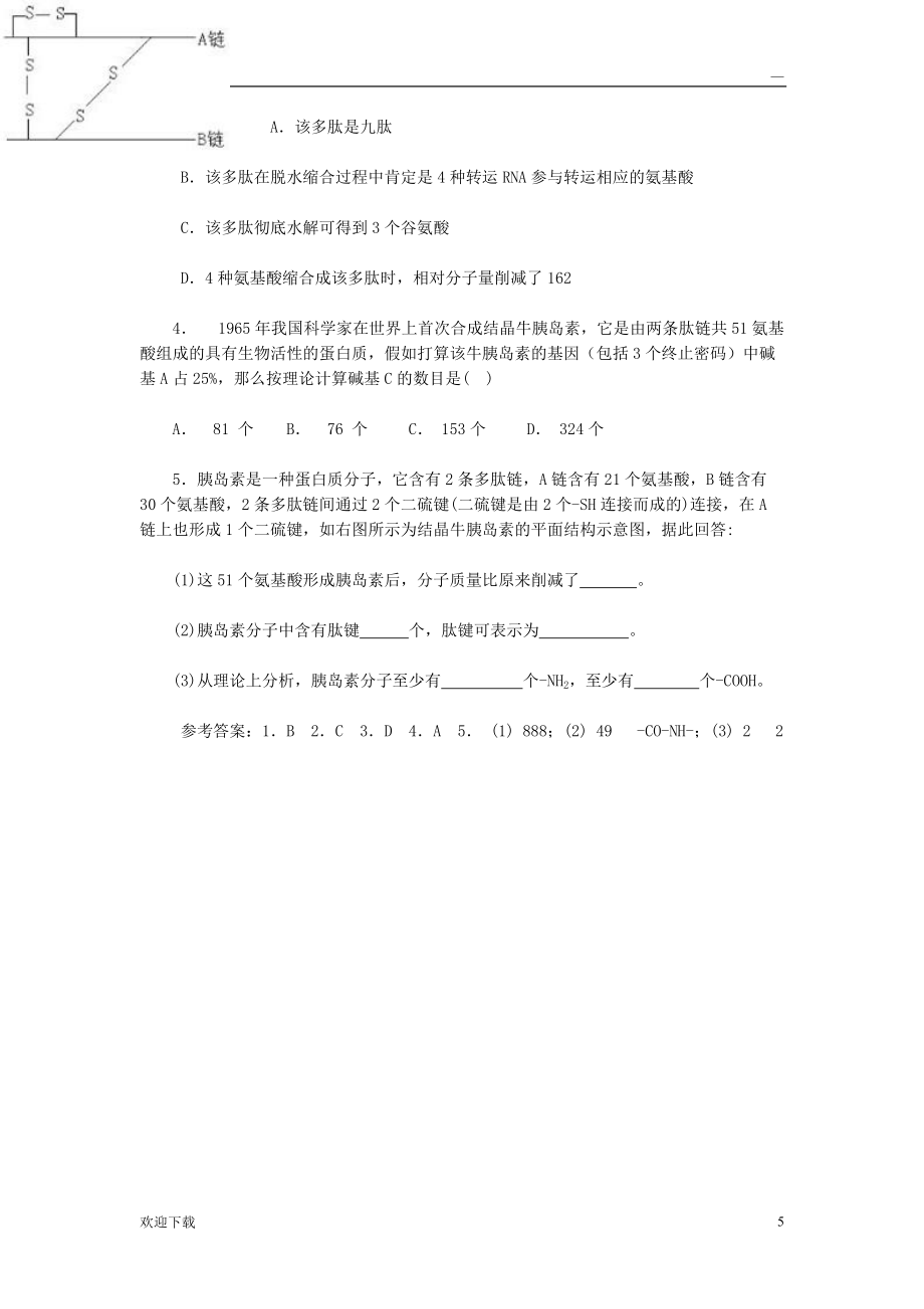 高中生物蛋白质相关计算专题_第5页