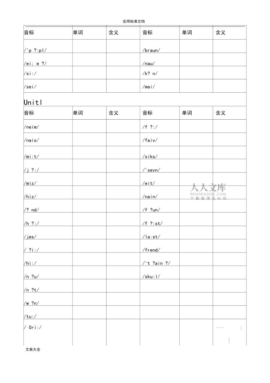 新目標(biāo)七年級上冊英語單詞表(含音標(biāo)測試最終版)_第2頁
