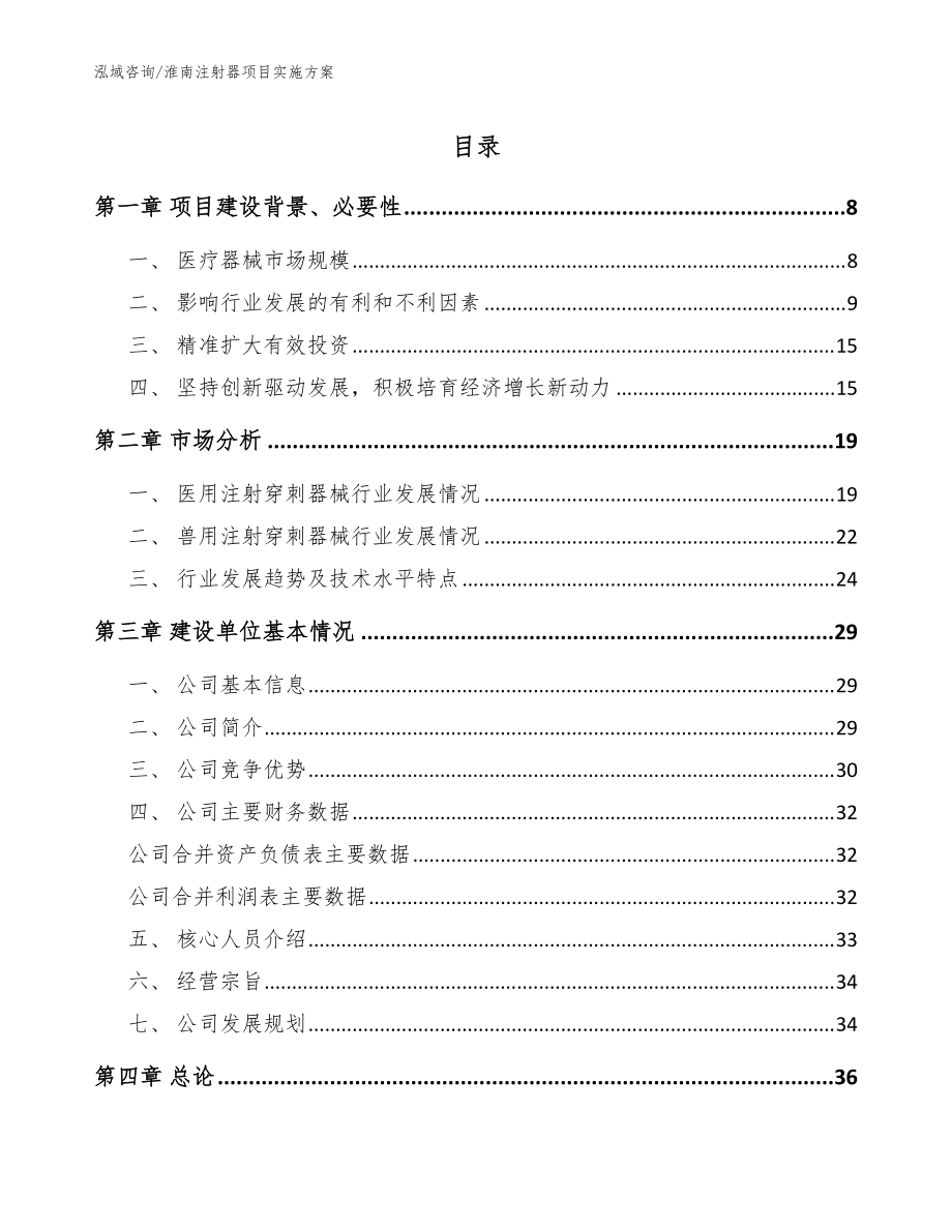 淮南注射器项目实施方案模板参考_第1页