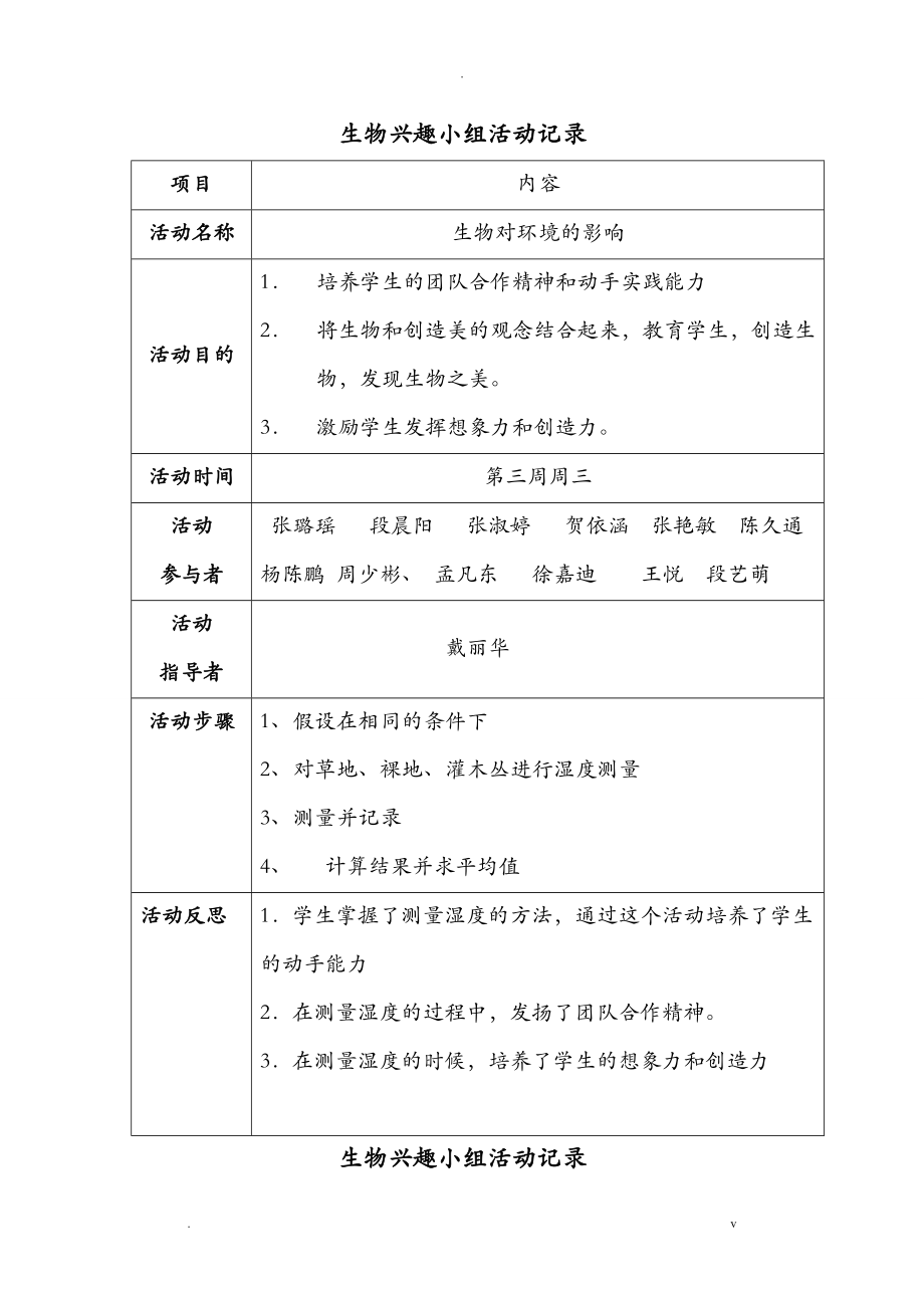 生物興趣小組活動記錄_第1頁