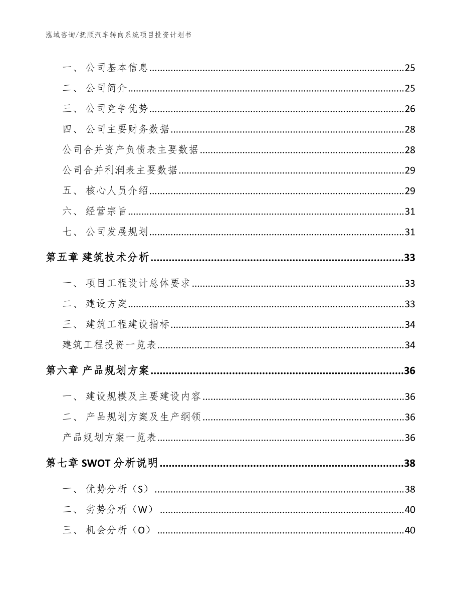 抚顺汽车转向系统项目投资计划书(范文模板)_第3页