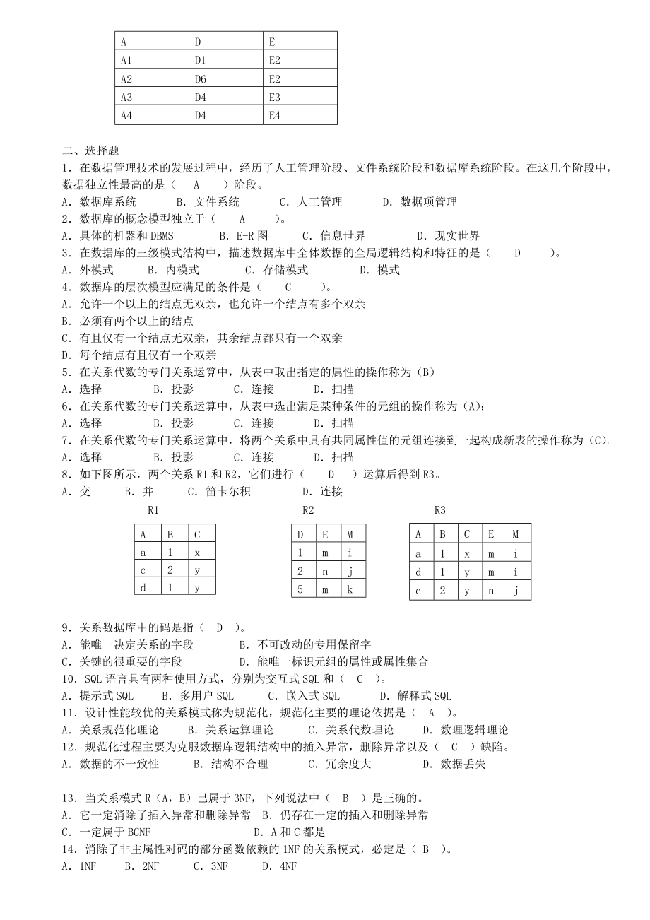 數(shù)據(jù)庫原理考試題庫_第4頁