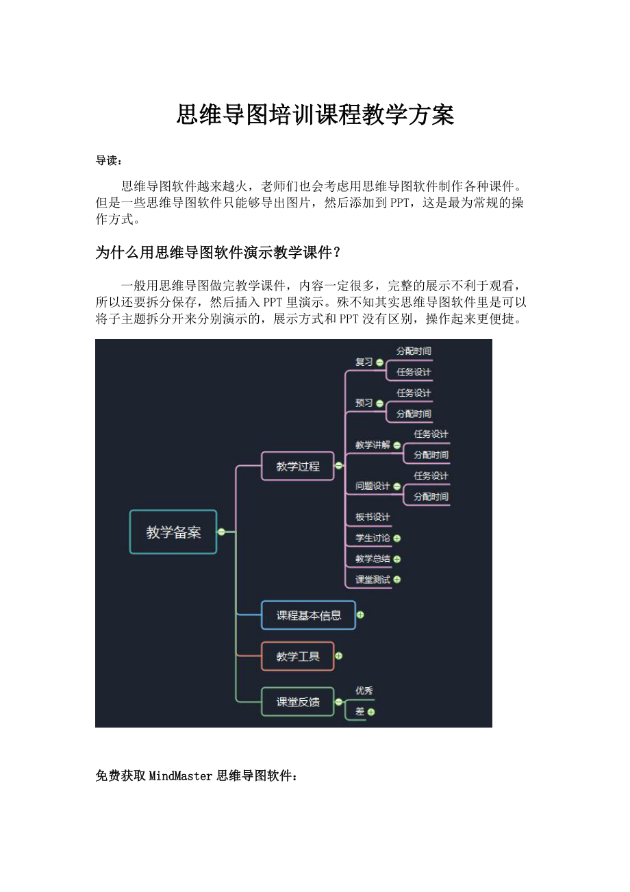 思維導圖培訓課程教學方案_第1頁