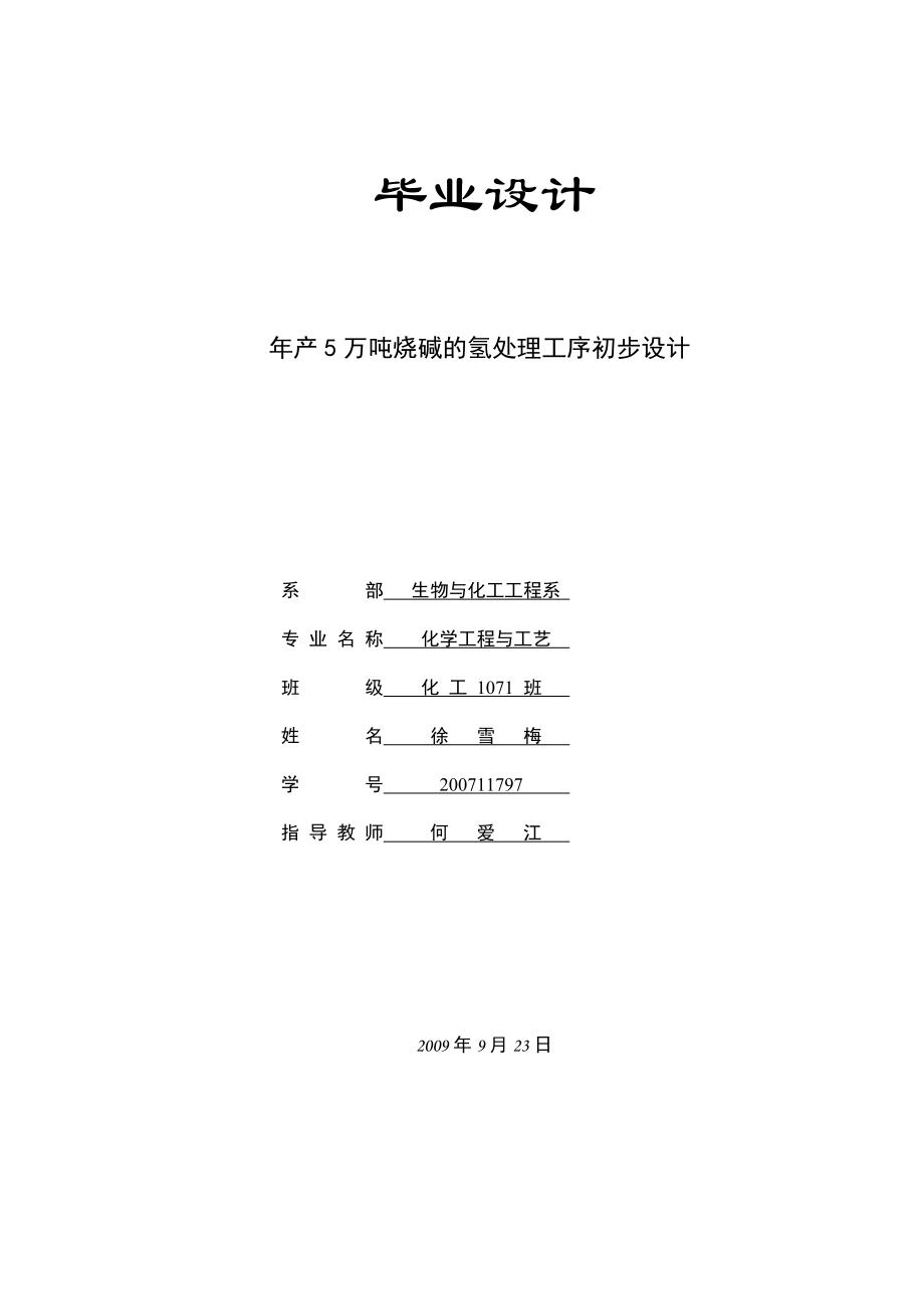 年产5万吨烧碱工艺流程初步设计_第1页