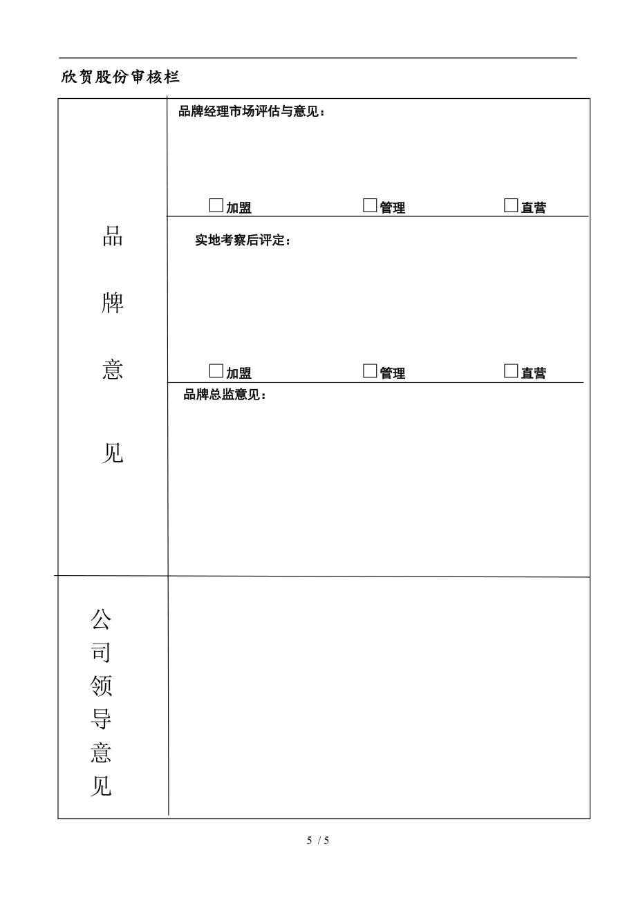 加盟合作意向调查表_第5页