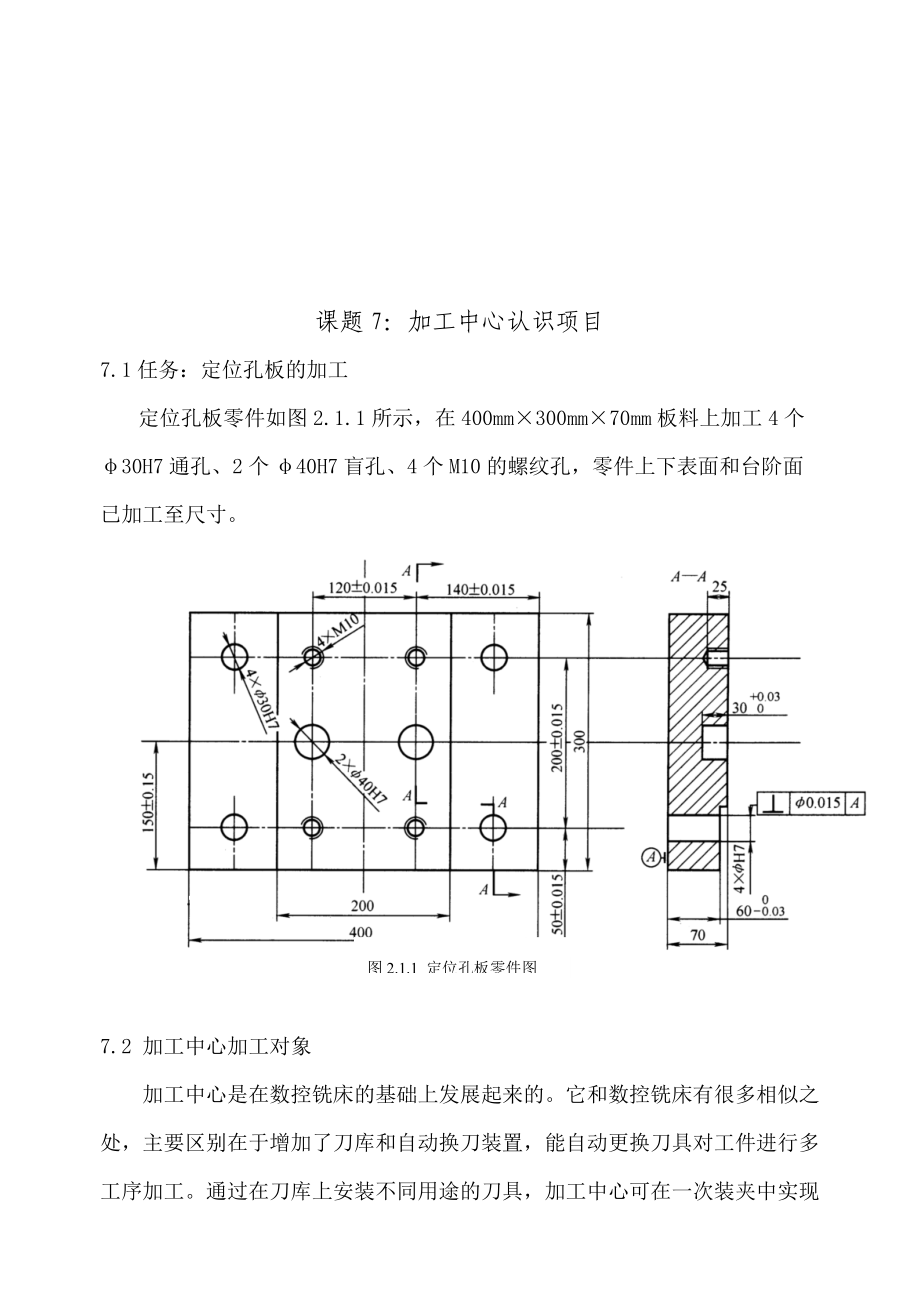 课题7:加工中心认识项目_第1页
