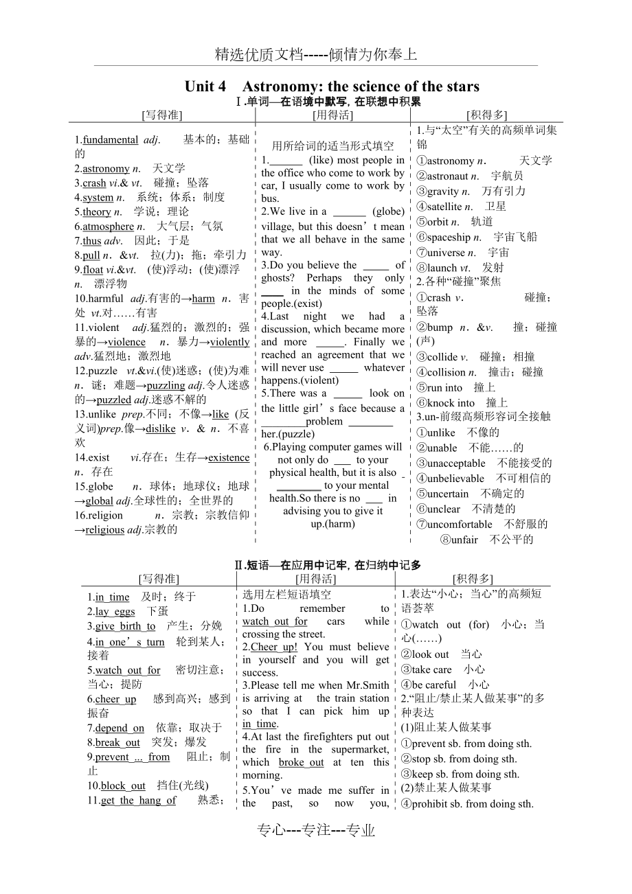 人教版英語必修三unit4知識點以及相應練習(超級好)知識講解_第1頁