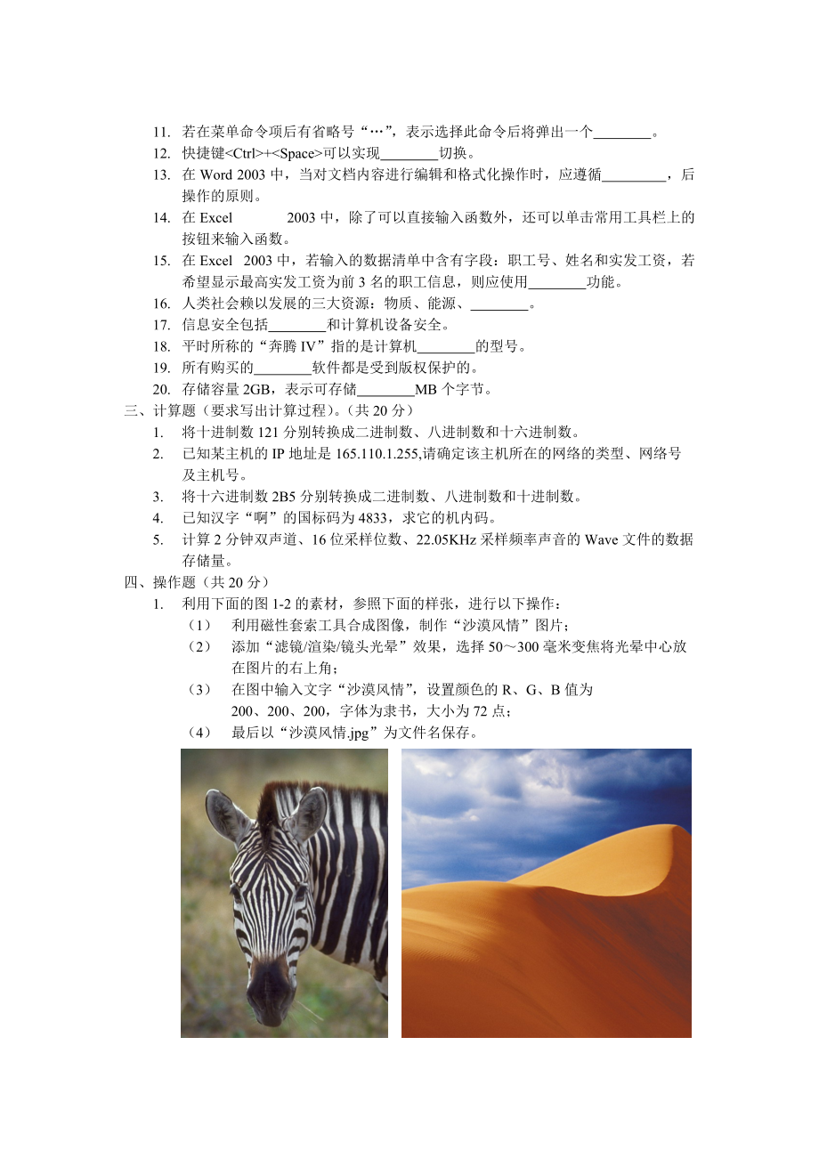 大學計算機基礎期末復習題_第4頁
