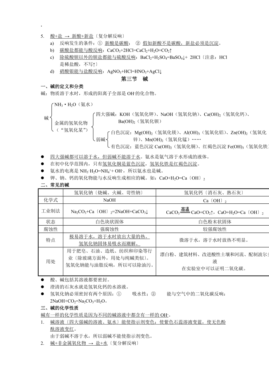 九年級化學 酸和堿 復習提綱_第3頁