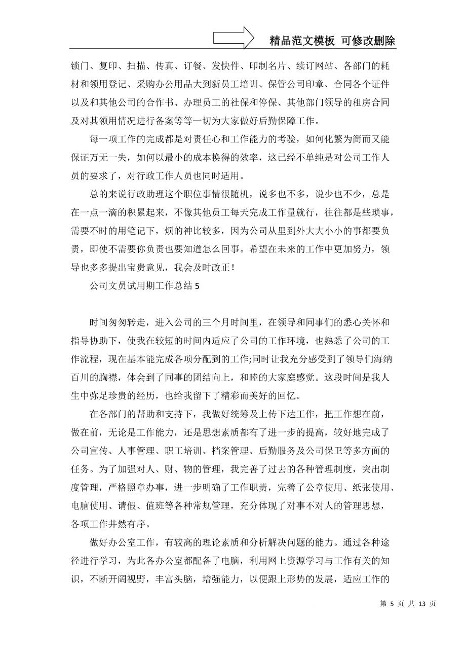 公司文员试用期工作总结_第5页