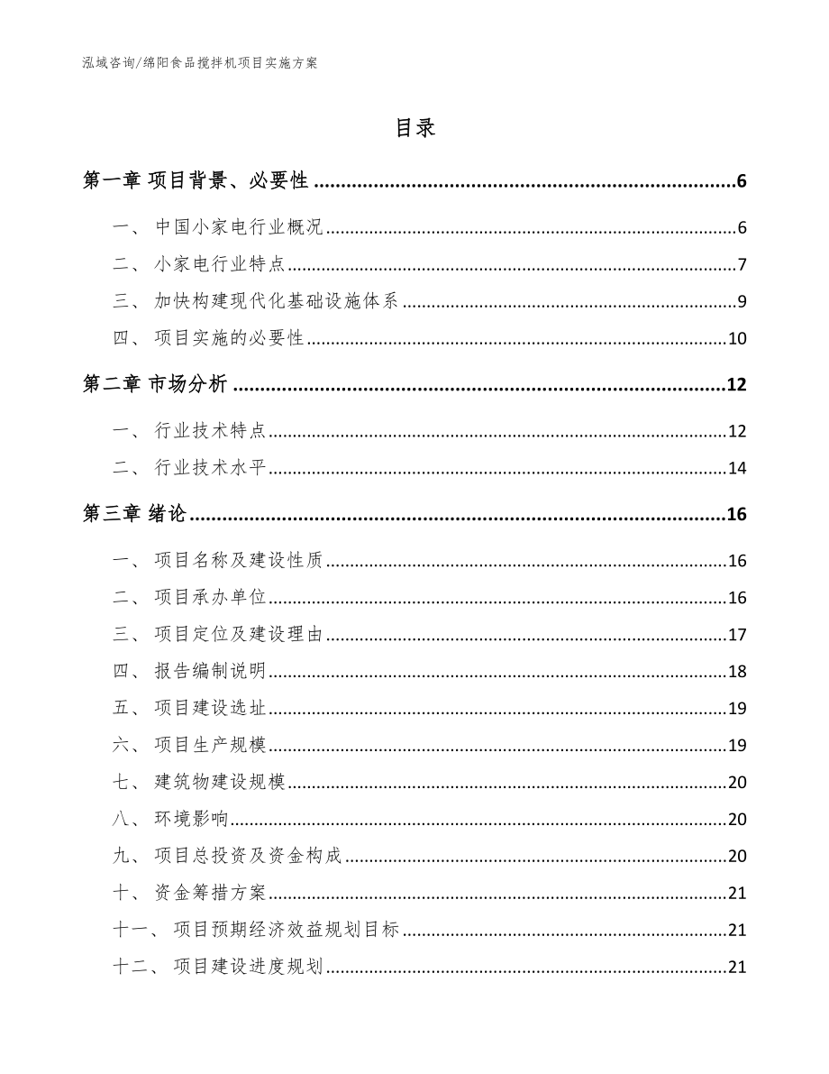 绵阳食品搅拌机项目实施方案(范文)_第1页