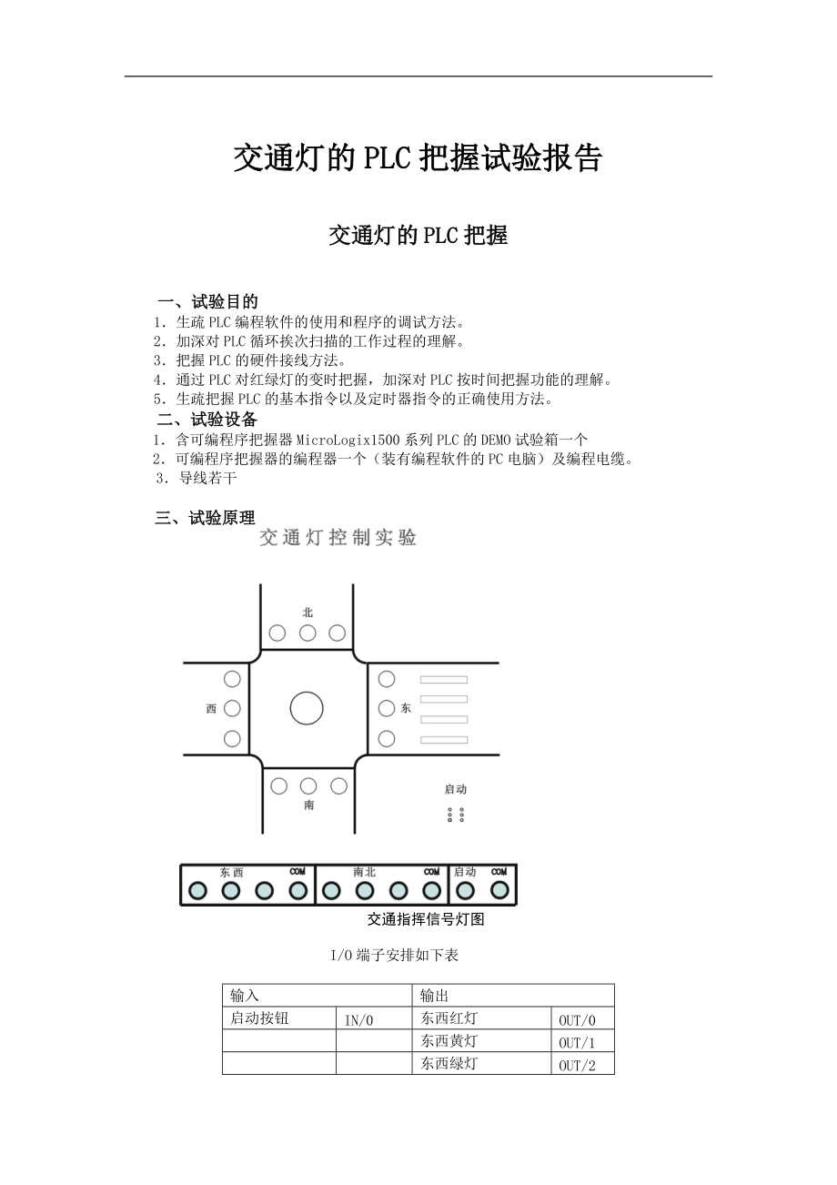 交通灯的PLC控制实验报告_第1页
