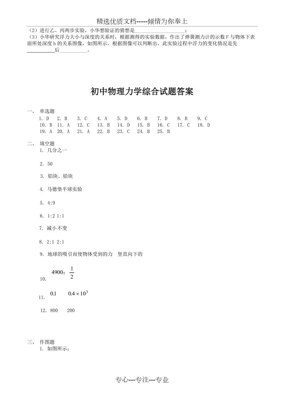 初中物理力學(xué)綜合試題及答案_第5頁