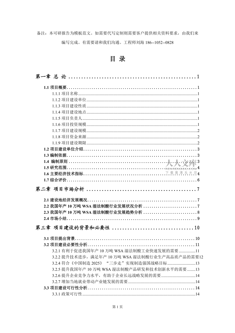 年產(chǎn)10萬噸WSA濕法制酸項(xiàng)目可行性研究報(bào)告模板-立項(xiàng)備案_第2頁