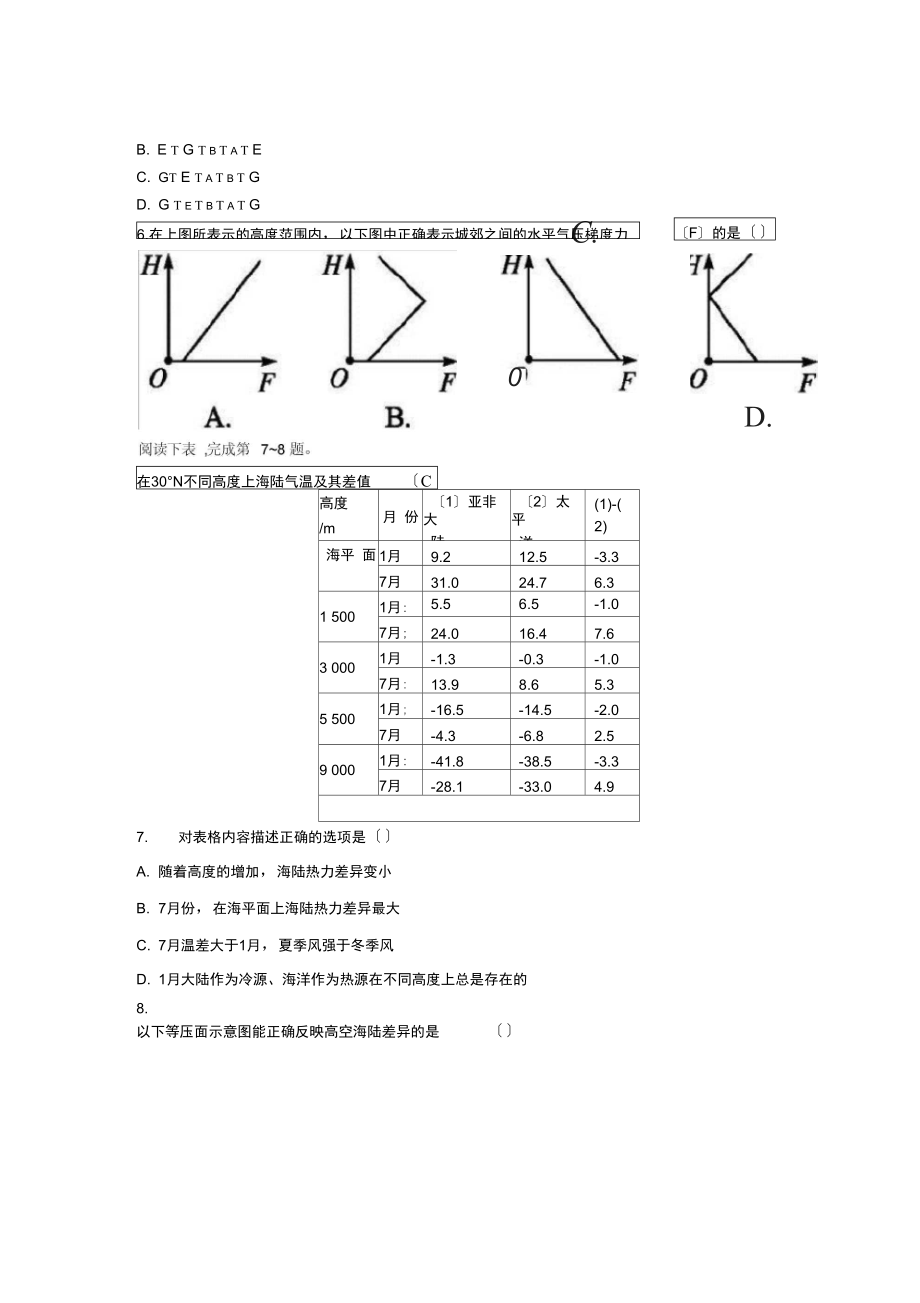 志鸿优化分章节课时作业06冷热不均引起的大气运动_第3页