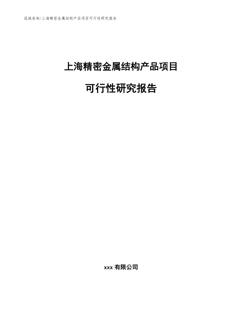 上海精密金属结构产品项目可行性研究报告_范文模板_第1页