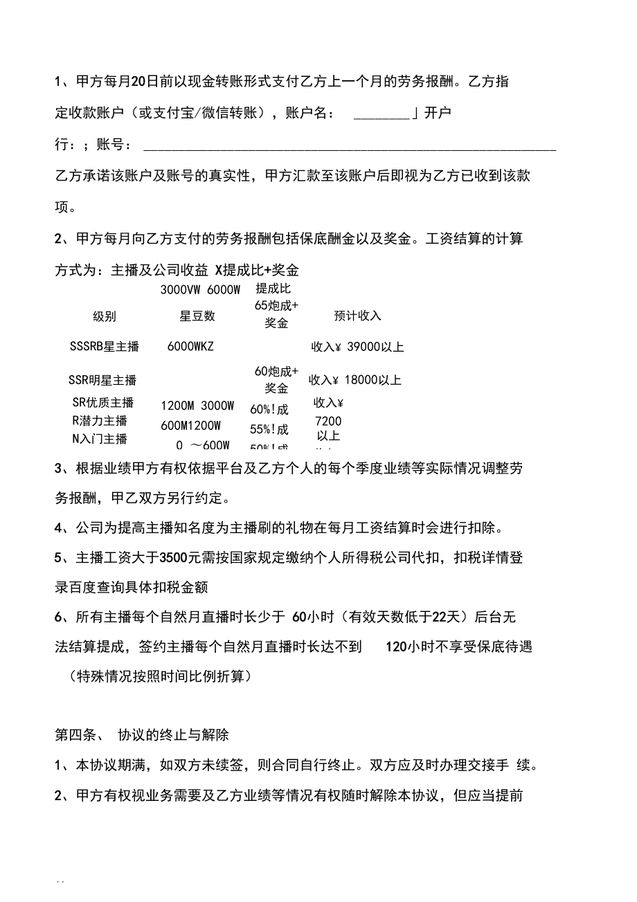 线上全职主播合作协议_第3页