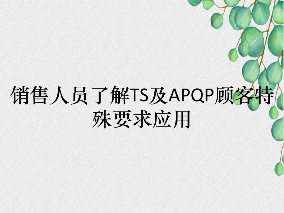 销售人员了解TS及APQP顾客特殊要求应用_第1页