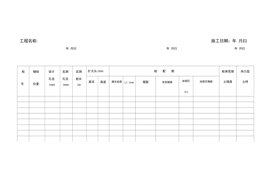 人工挖孔灌注樁表格模板_第1頁(yè)