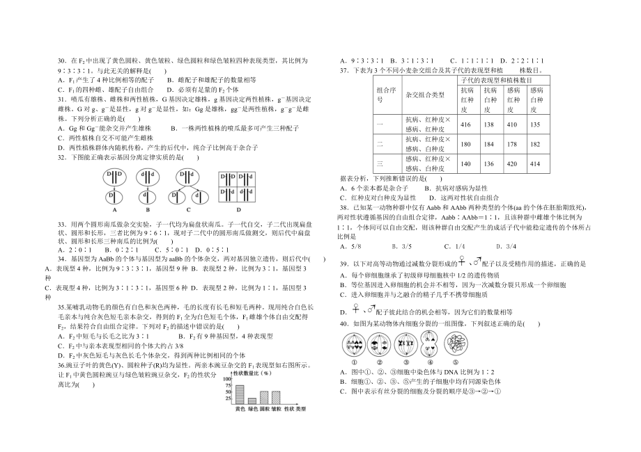 高一下學期第一次生物月考試題_第3頁
