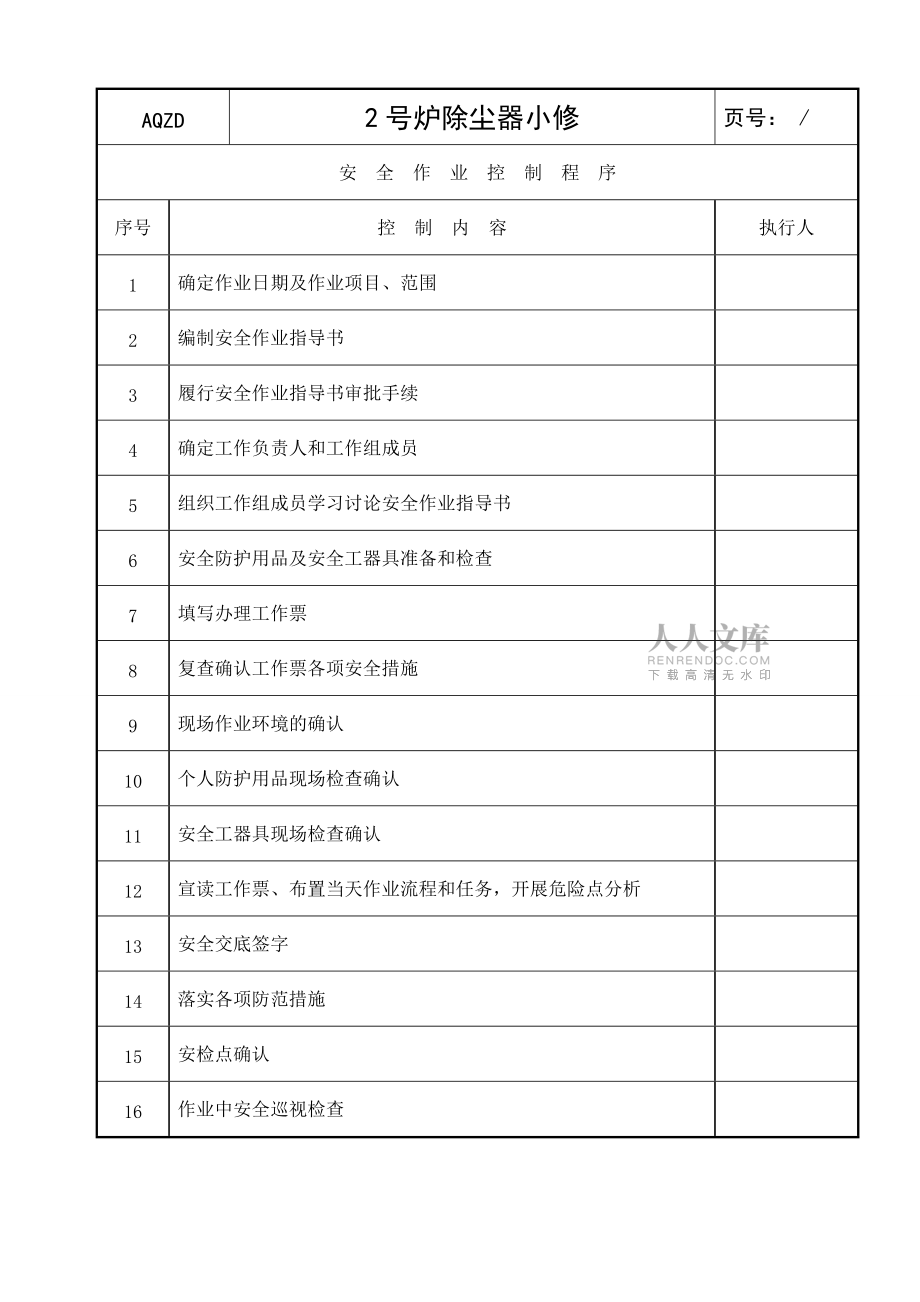 除尘器小修安全作业指导书_第2页