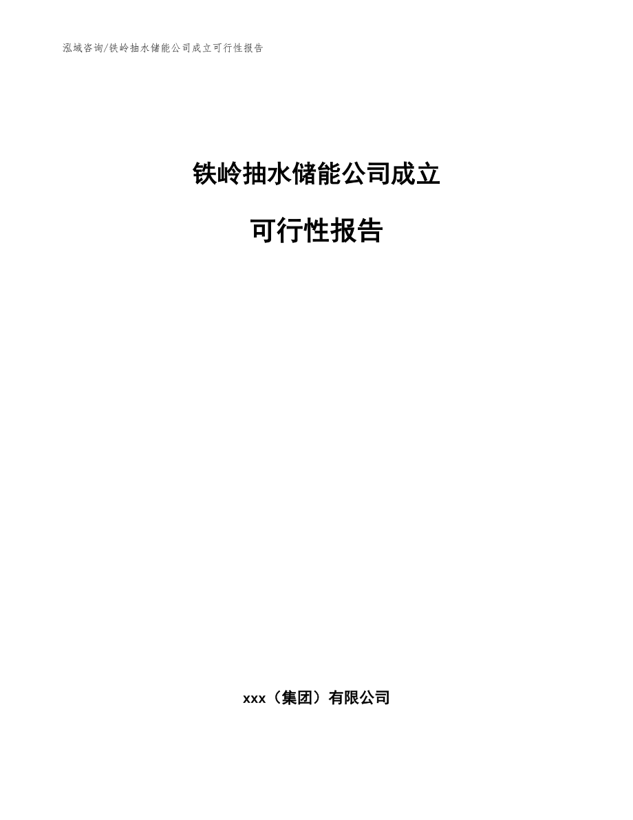 铁岭抽水储能公司成立可行性报告(模板范本)_第1页