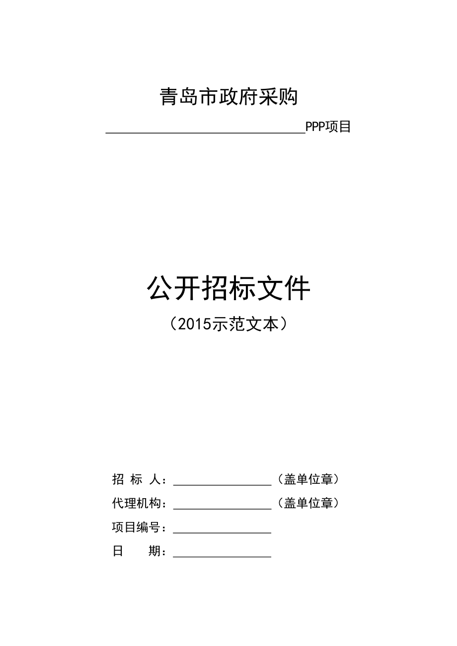 PPP模式公开招标文件_第1页
