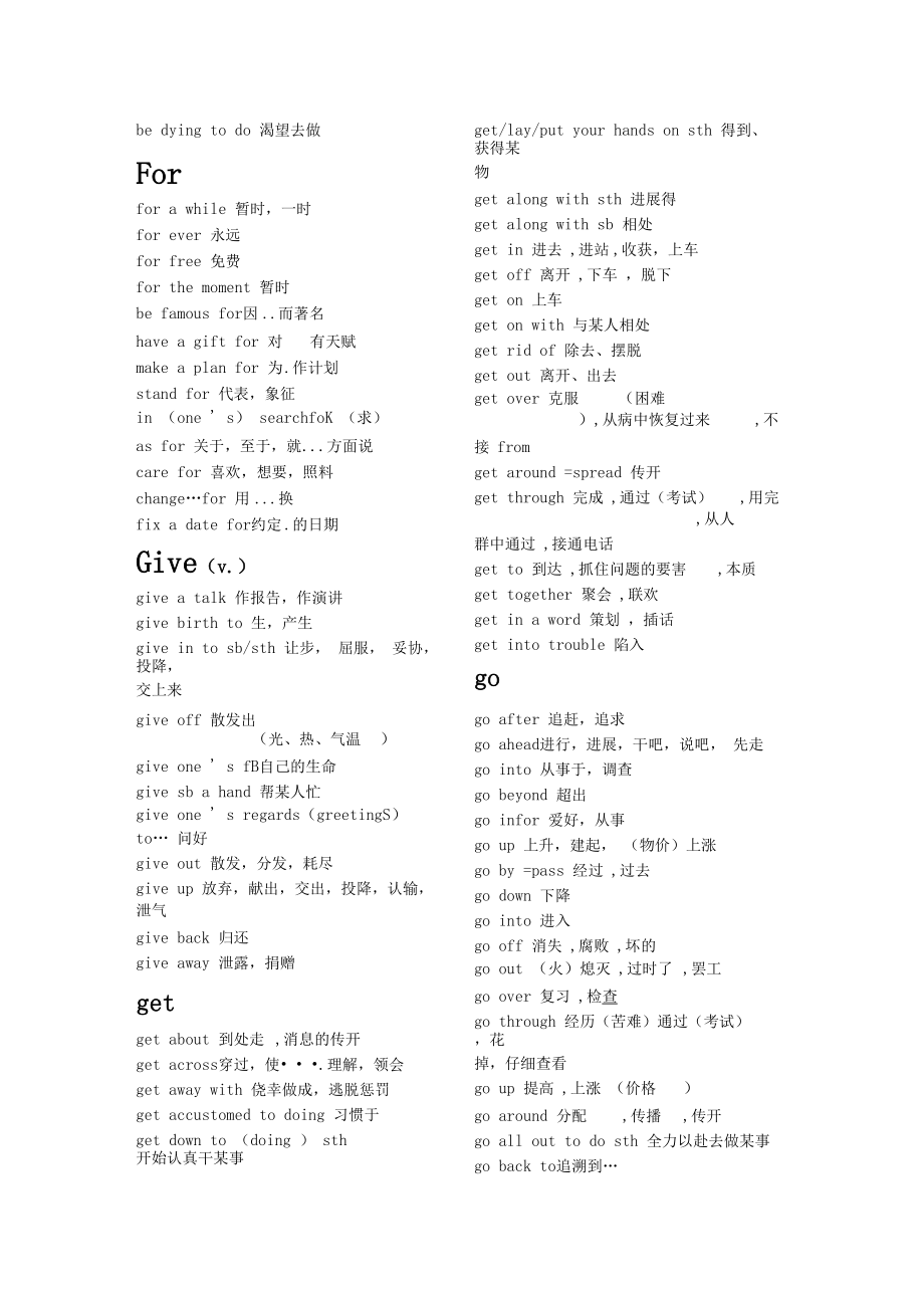 高中英語固定搭配與常用詞組集錦(絕對精華-不看后悔)_第4頁