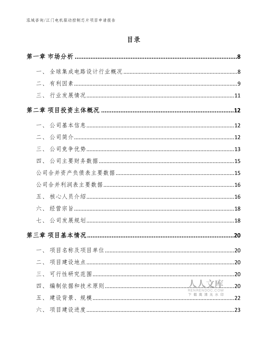 江门电机驱动控制芯片项目申请报告【模板范本】_第2页