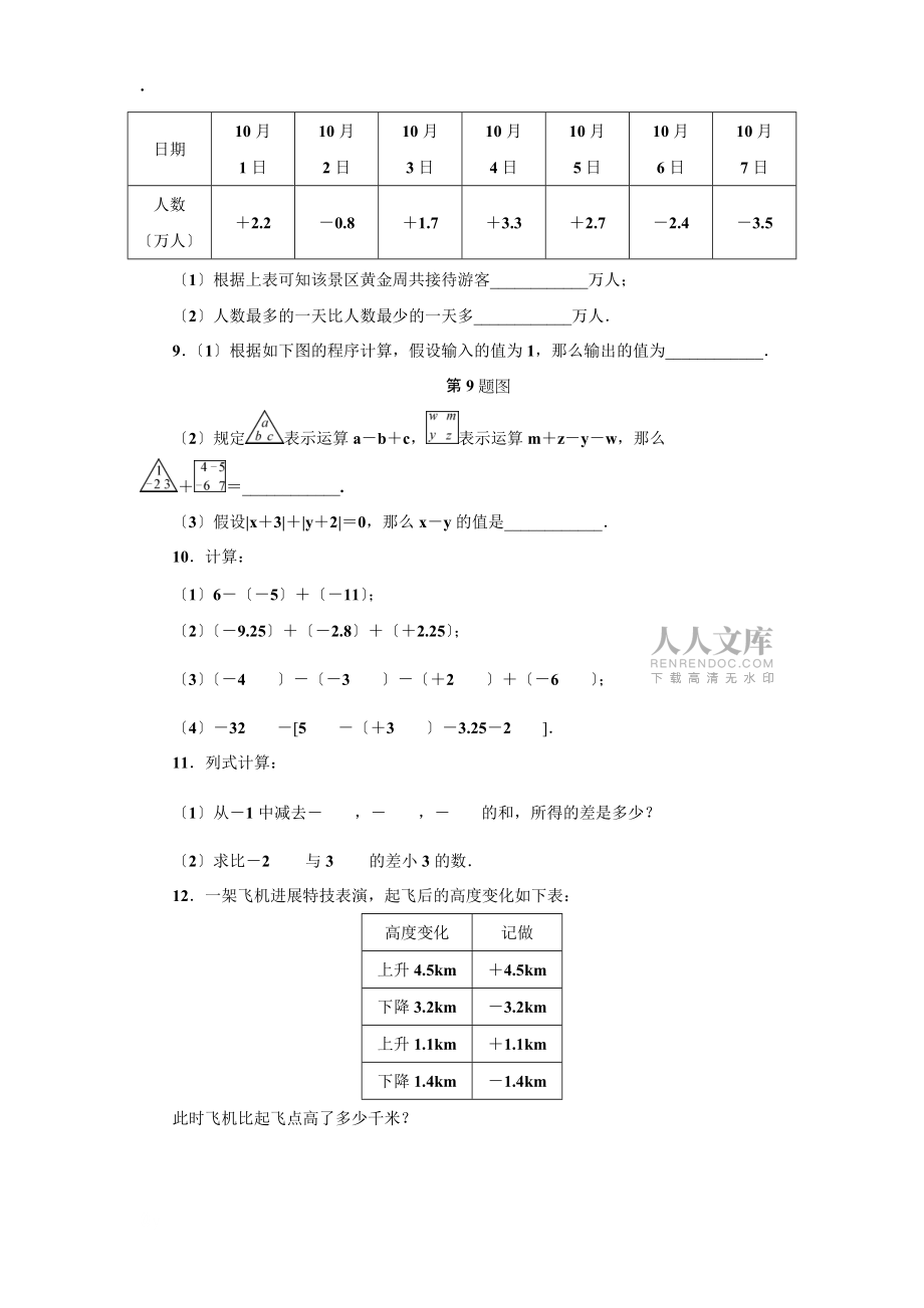 浙教版七年級(jí)數(shù)學(xué)上冊(cè)分層訓(xùn)練:2.2 有理數(shù)的減法(第2課時(shí))_第2頁(yè)