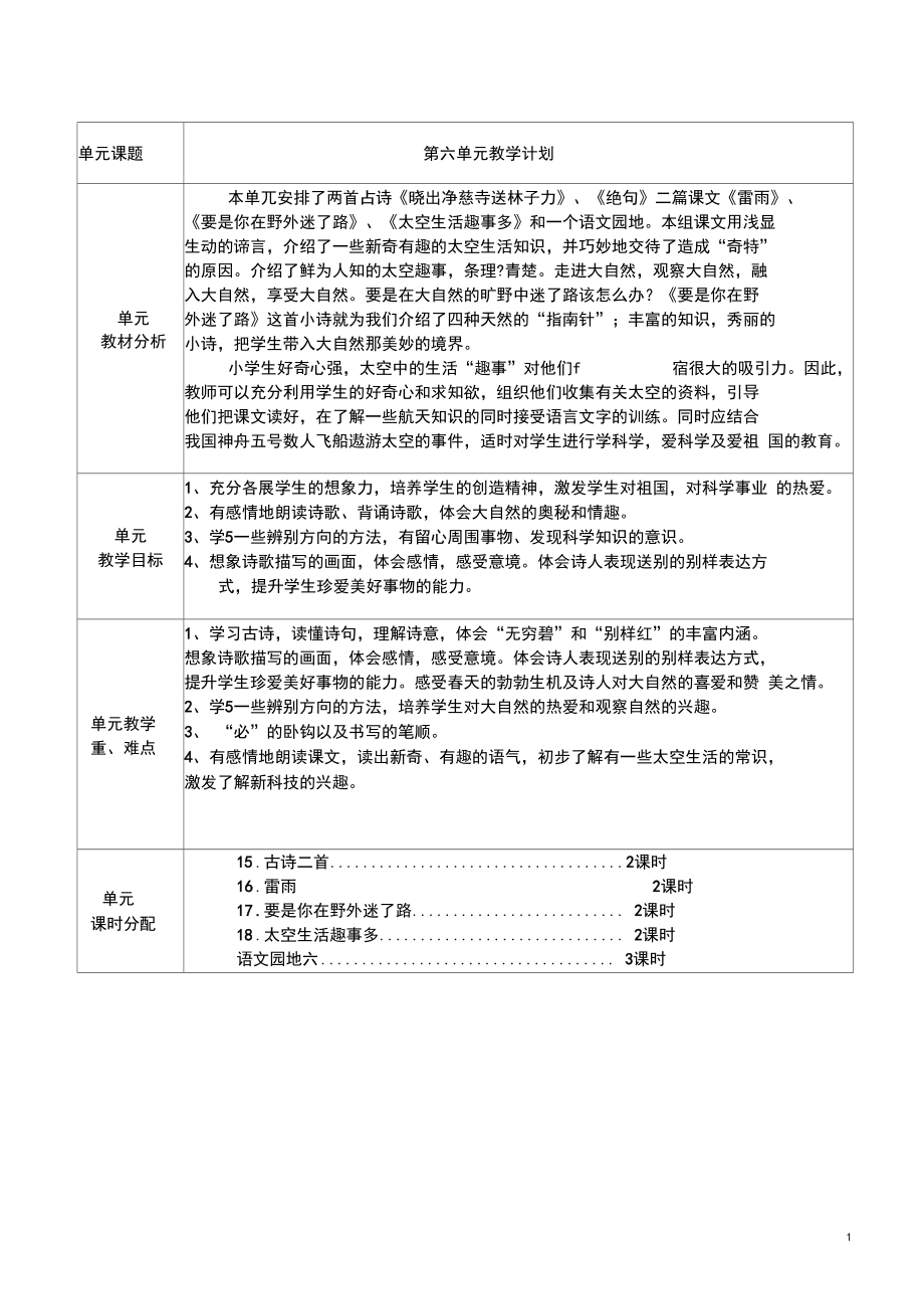 部编版语文二年级下册第六单元集体备课教案_第1页