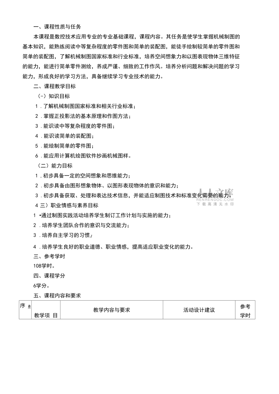 機械識圖課程標準_第2頁