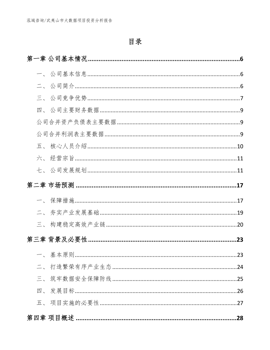 武夷山市大数据项目投资分析报告(范文参考)_第1页