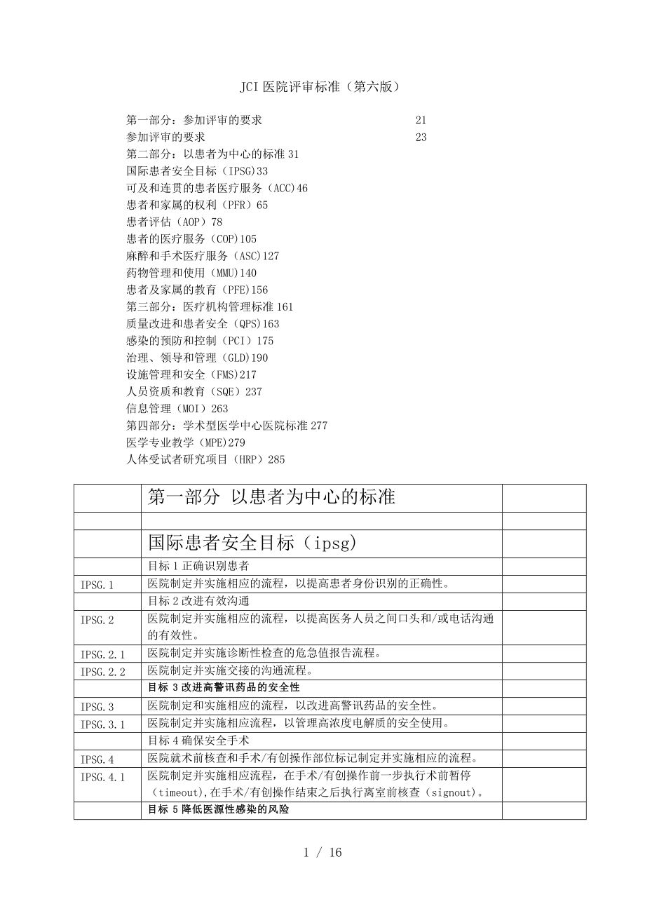 JCI医院评审标准(第六版)_第1页
