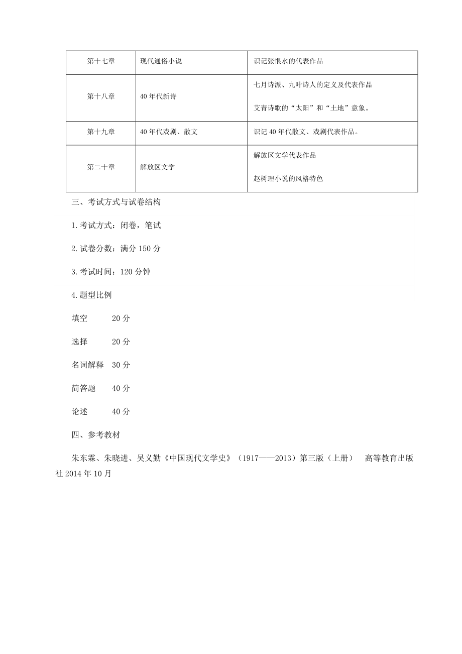 井冈山大学2020年专升本《现代文学》课程考试大纲_第3页