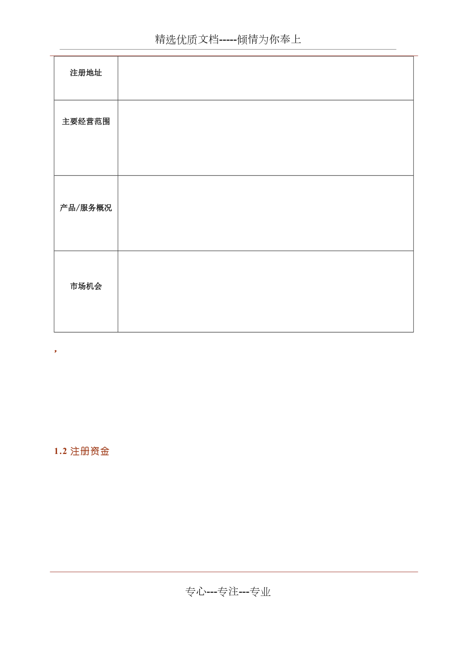 创业商业计划书模板完整版_第4页