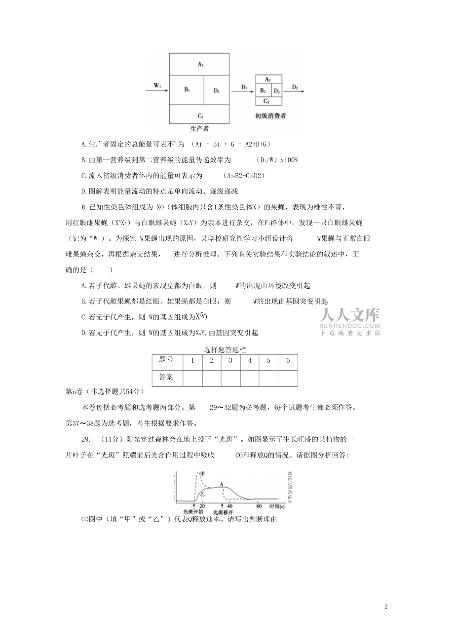 高考生物模拟试题精编(一)_第2页