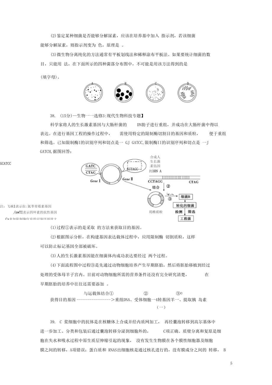 高考生物模拟试题精编(一)_第5页